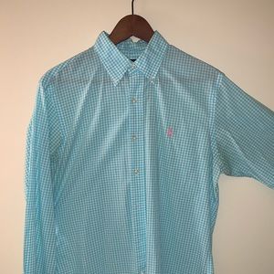 Ralph Lauren Teal/White/Pink Dress Shirt